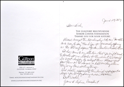Gulfport Multipurpose Senior Center Foundation - Appreciation Letter